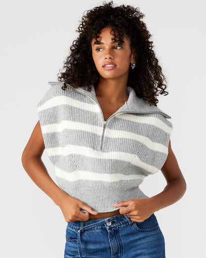 Steve Madden EASTON Sweater Grey | Sleeveless Hooded Sweater