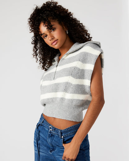Steve Madden EASTON Sweater Grey | Sleeveless Hooded Sweater