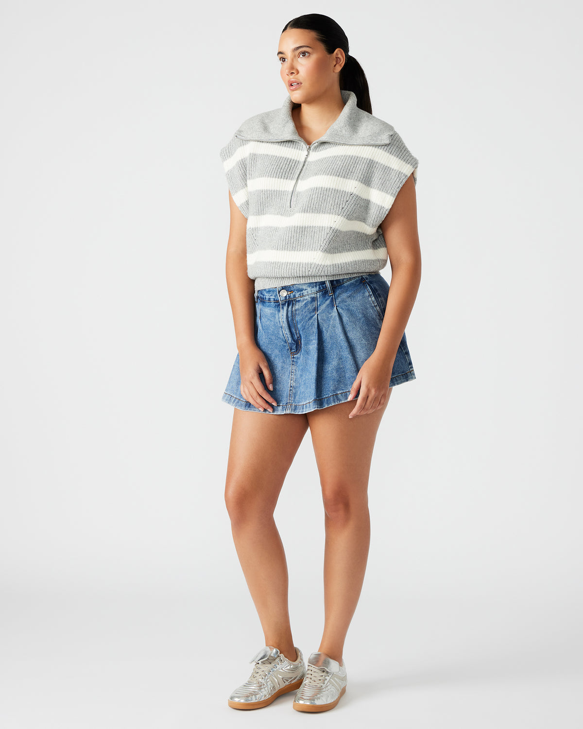 Steve Madden EASTON Sweater Grey | Sleeveless Hooded Sweater