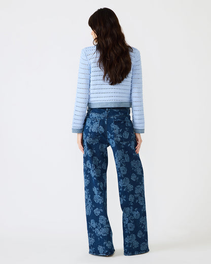Steve Madden JAXON Rose Frost Wide-Leg Denim Floral Print Women's Jeans