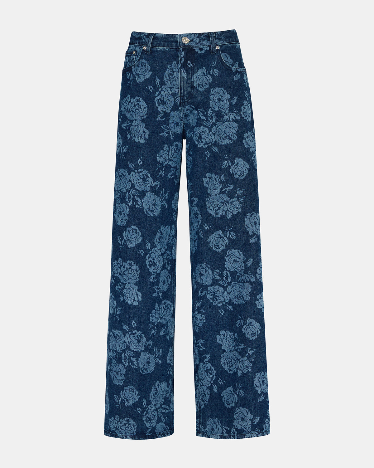 Steve Madden JAXON Rose Frost Wide-Leg Denim Floral Print Women's Jeans