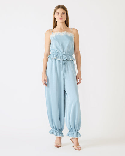Steve Madden ROAN Dusty Blue Tie-Front Parachute Women's Pants