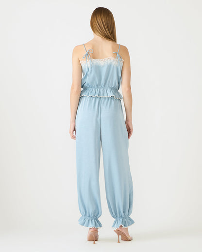 Steve Madden ROAN Dusty Blue Tie-Front Parachute Women's Pants