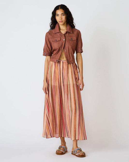 Steve Madden SHILLOH Stripe Detail Flowy Women's Maxi Skirt