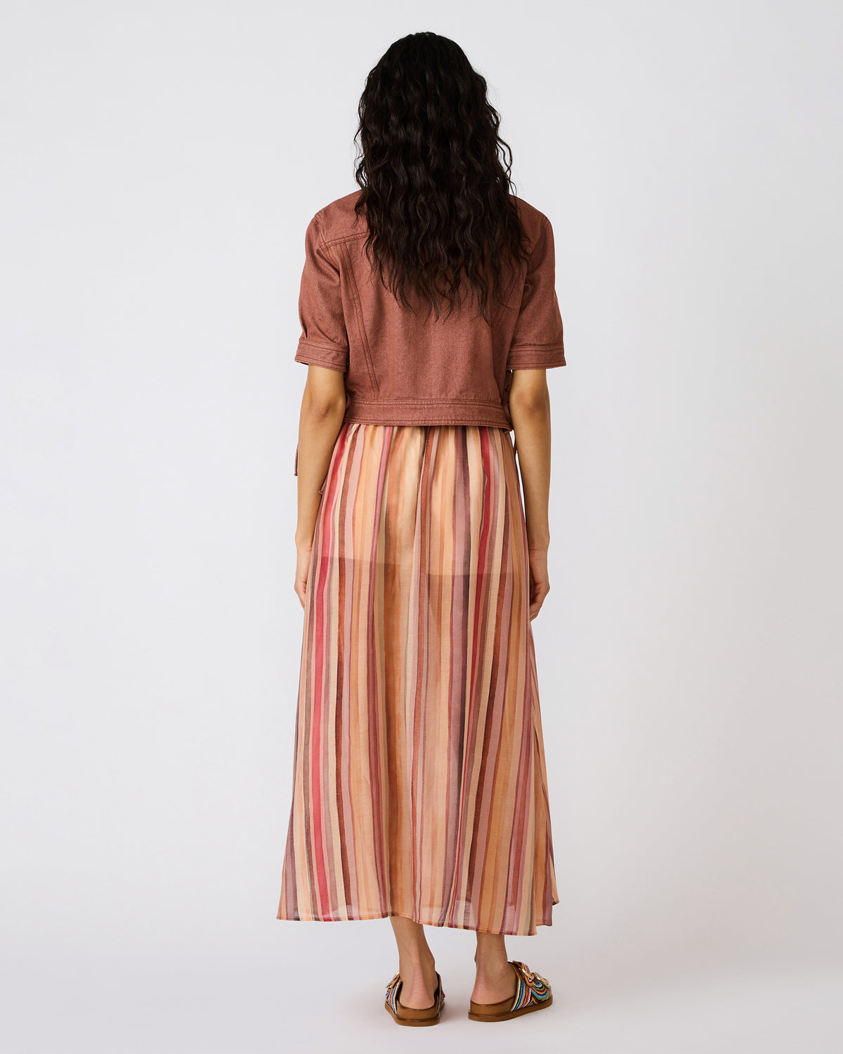 Steve Madden SHILLOH Stripe Detail Flowy Women's Maxi Skirt