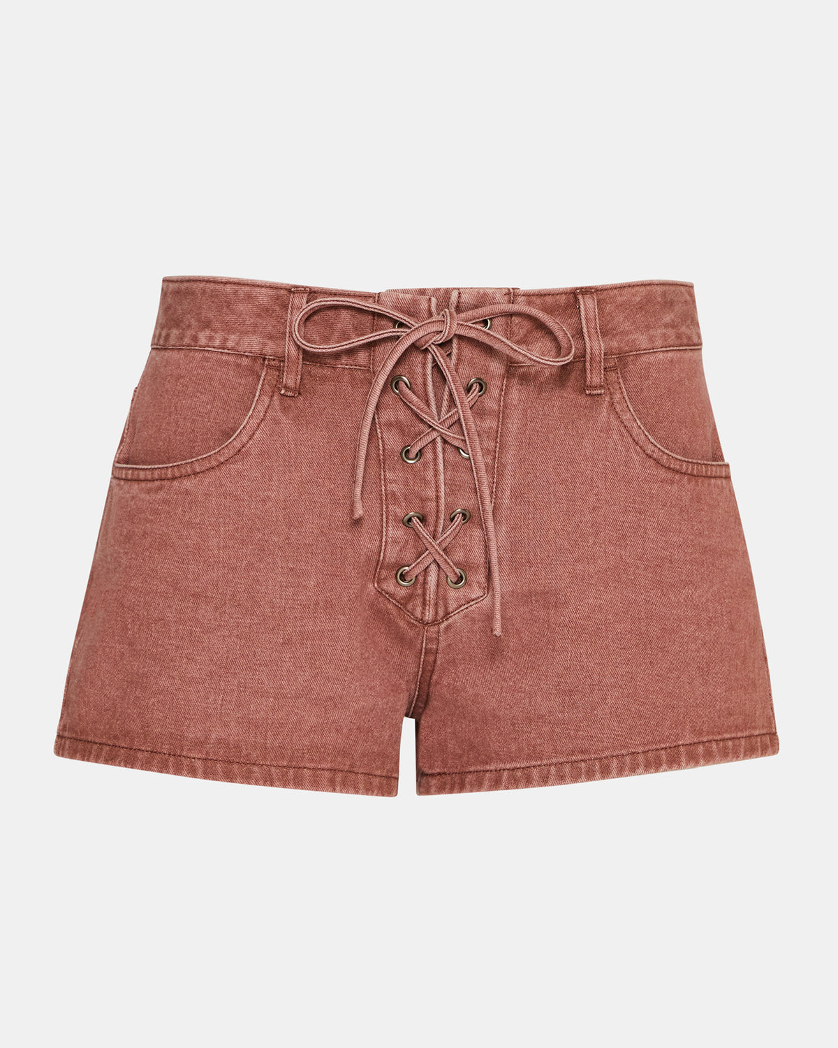 Steve Madden CALLISTO Rust Lace-Up Denim Women's Shorts