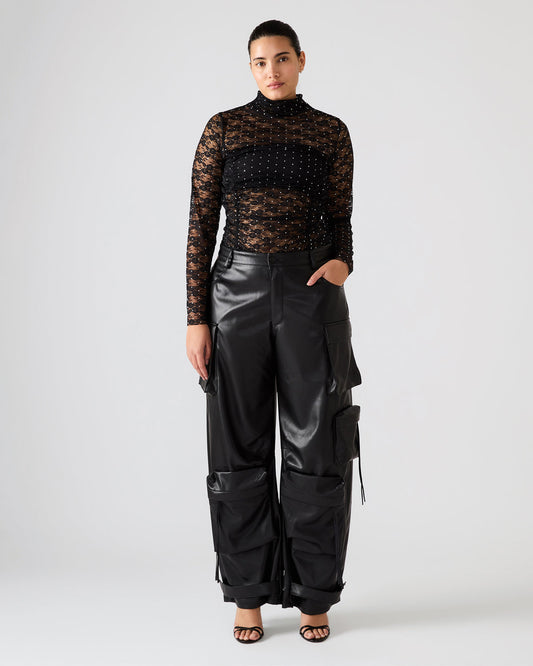 Steve Madden Vegan Leather Duo Black Women's Utility Cargo Pants