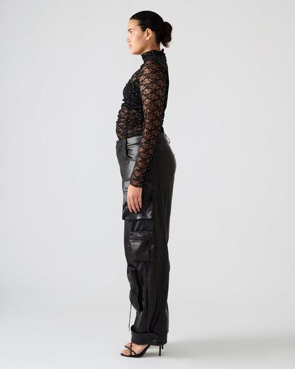 Steve Madden Vegan Leather Duo Black Women's Utility Cargo Pants