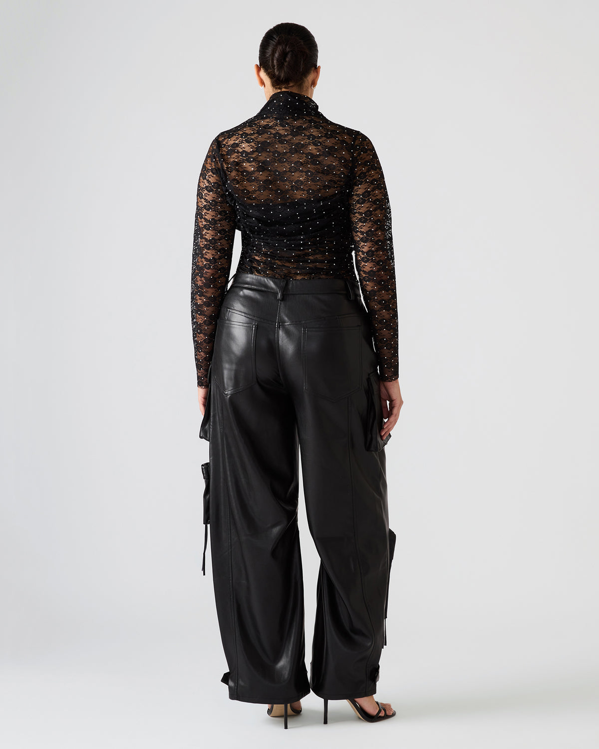 Steve Madden Vegan Leather Duo Black Women's Utility Cargo Pants