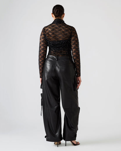 Steve Madden Vegan Leather Duo Black Women's Utility Cargo Pants