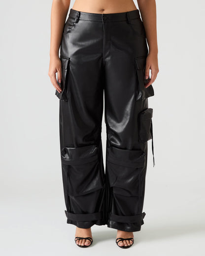 Steve Madden Vegan Leather Duo Black Women's Utility Cargo Pants