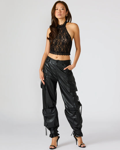 Steve Madden Vegan Leather Duo Black Women's Utility Cargo Pants