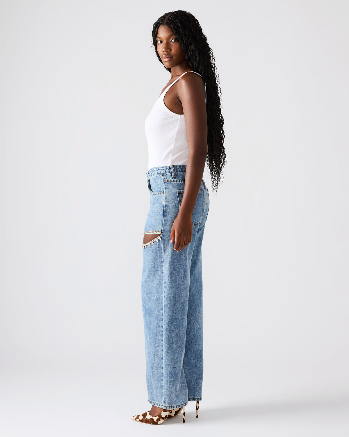 Steve Madden TAYLOR Jean Rhinestone Women's Cutout Jeans
