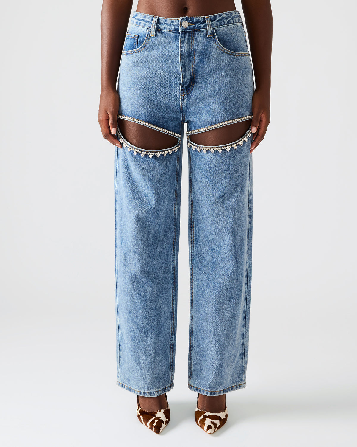Steve Madden TAYLOR Jean Rhinestone Women's Cutout Jeans