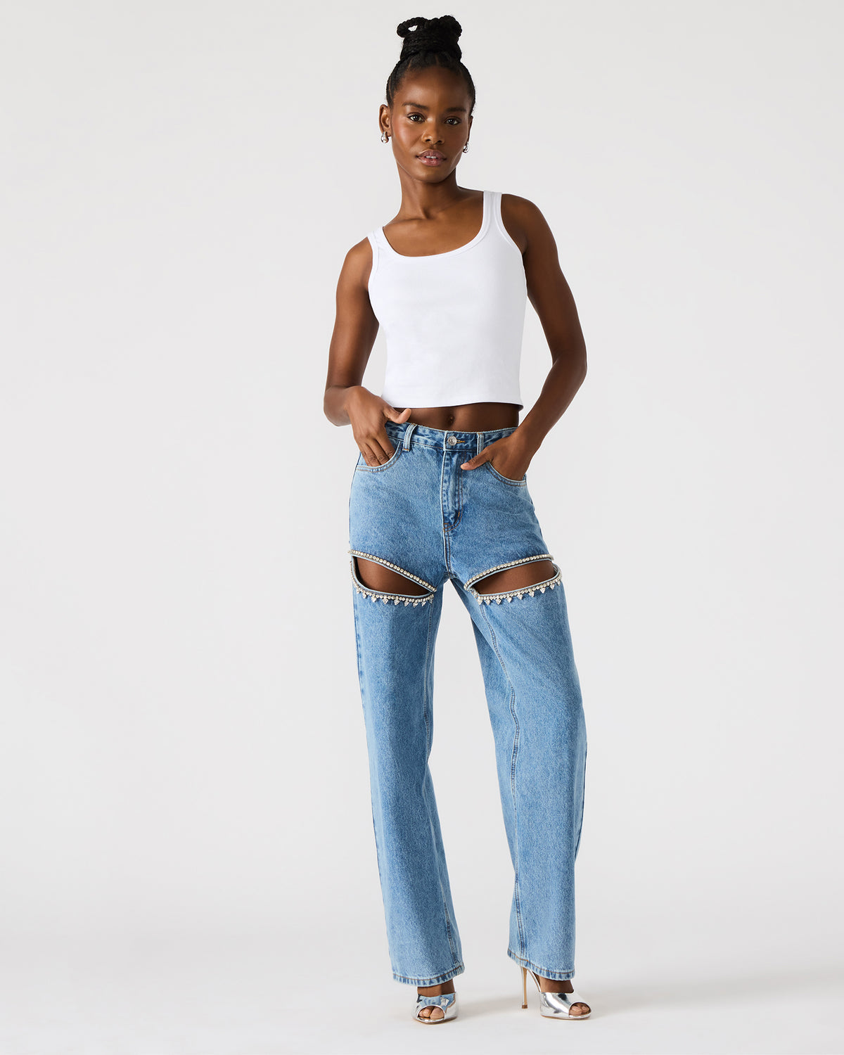 Steve Madden TAYLOR Jean Rhinestone Women's Cutout Jeans