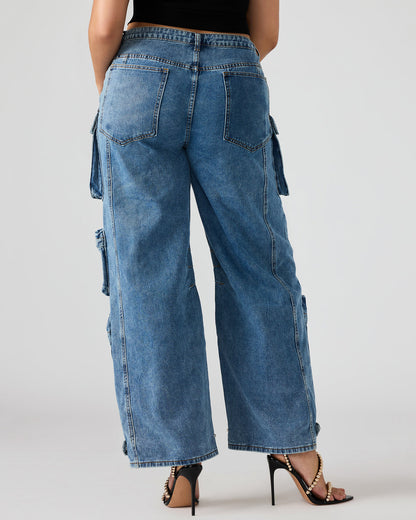 Steve Madden DUO Medium Denim Women's Utility Cargo Pants