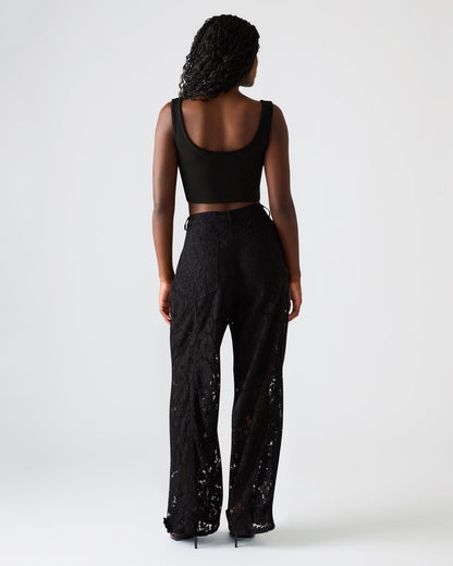 Steve Madden TRE Lace Black Mesh Barrel Low-Rise Women's Pant