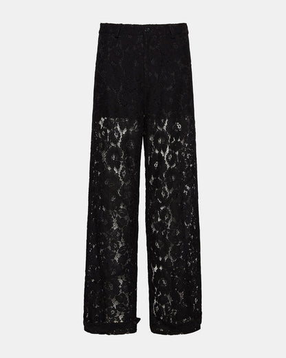 Steve Madden TRE Lace Black Mesh Barrel Low-Rise Women's Pant