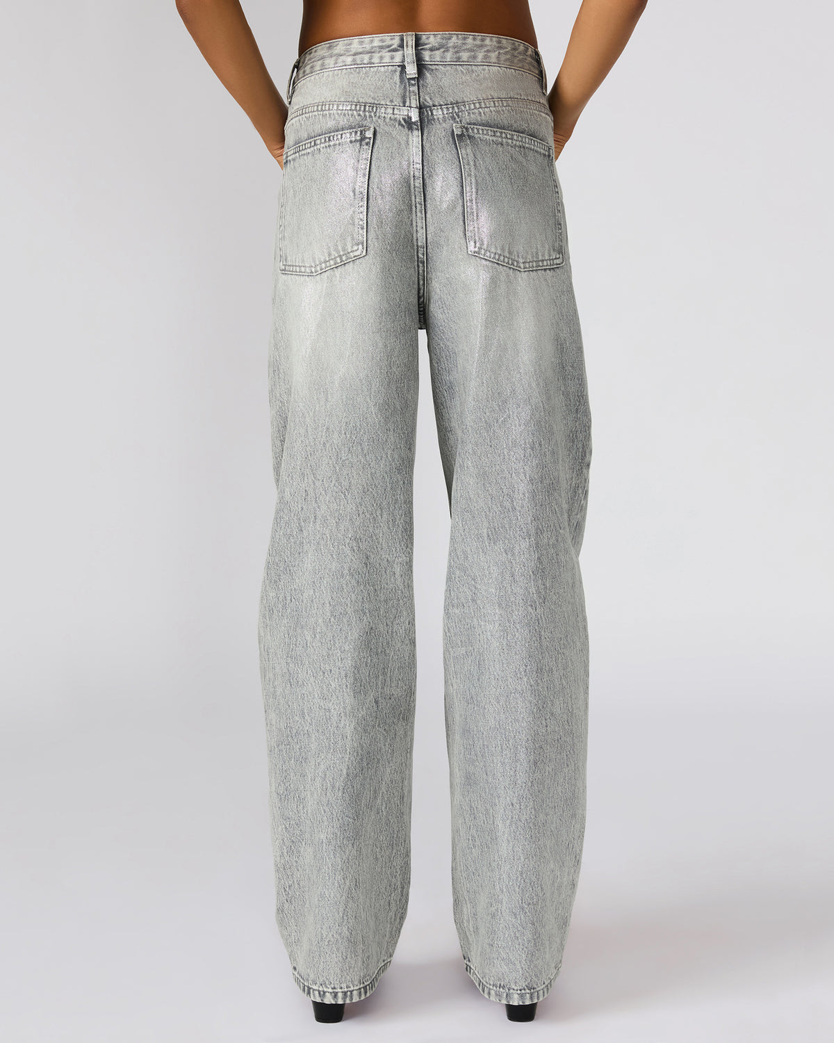 Steve Madden ZO Silver Straight-Leg Metallic Women's Jeans