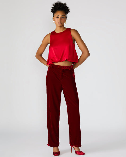 Steve Madden TONIA Red Velvet Wide-Leg Trouser Women's Pants