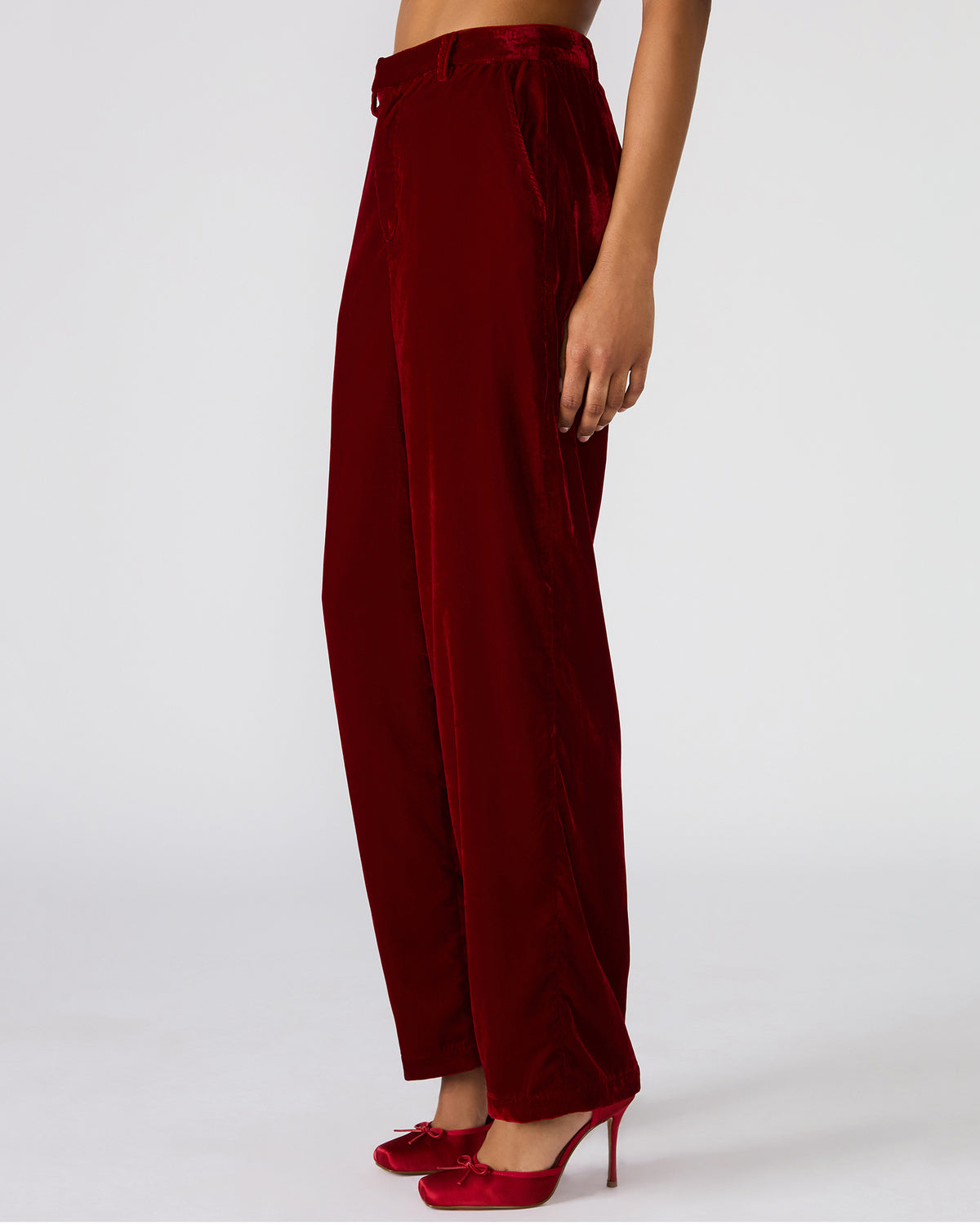Steve Madden TONIA Red Velvet Wide-Leg Trouser Women's Pants