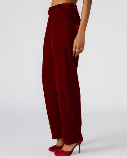 Steve Madden TONIA Red Velvet Wide-Leg Trouser Women's Pants
