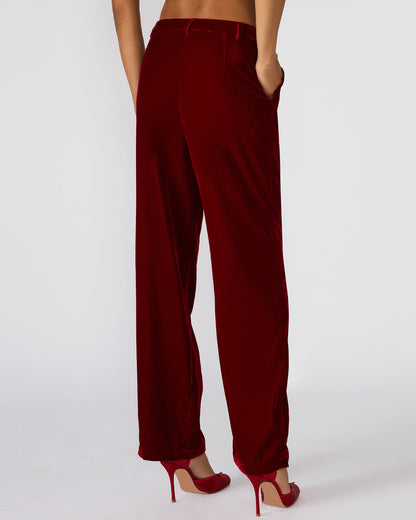 Steve Madden TONIA Red Velvet Wide-Leg Trouser Women's Pants