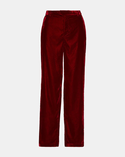 Steve Madden TONIA Red Velvet Wide-Leg Trouser Women's Pants