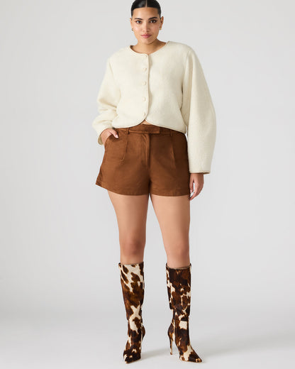 Steve Madden IMELDA Chicory Coffee Faux-Suede Trouser Women's Shorts