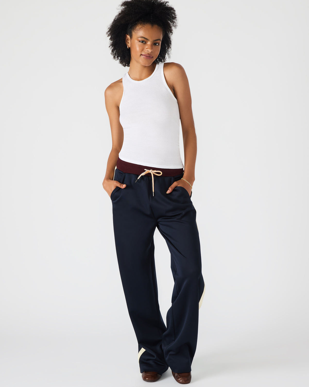 Steve Madden DAISY Midnight Athletic Tie-Front Matching Set Women's Pants