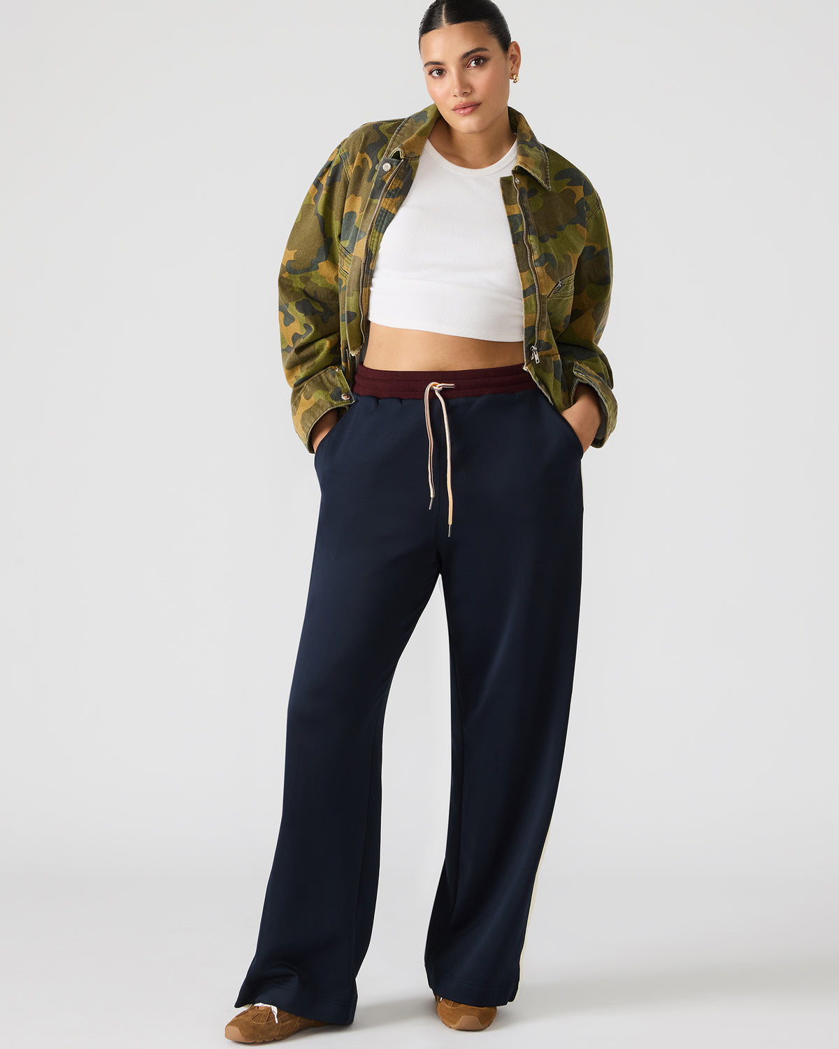 Steve Madden DAISY Midnight Athletic Tie-Front Matching Set Women's Pants