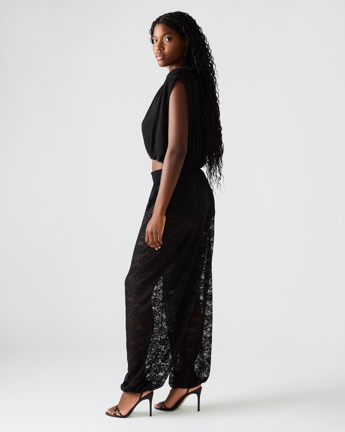 Steve Madden ALARA Black Lace Mesh Overlay Women's Pant