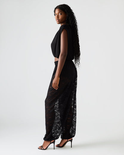 Steve Madden ALARA Black Lace Mesh Overlay Women's Pant