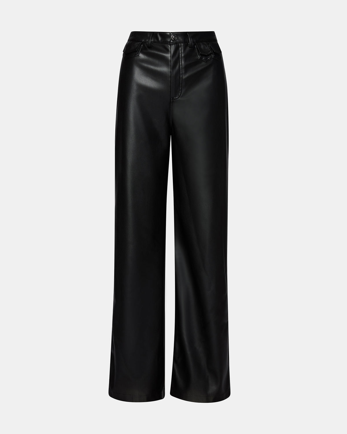 Steve Madden GERALDINE Black Faux Leather Straight-Leg Women's Pants