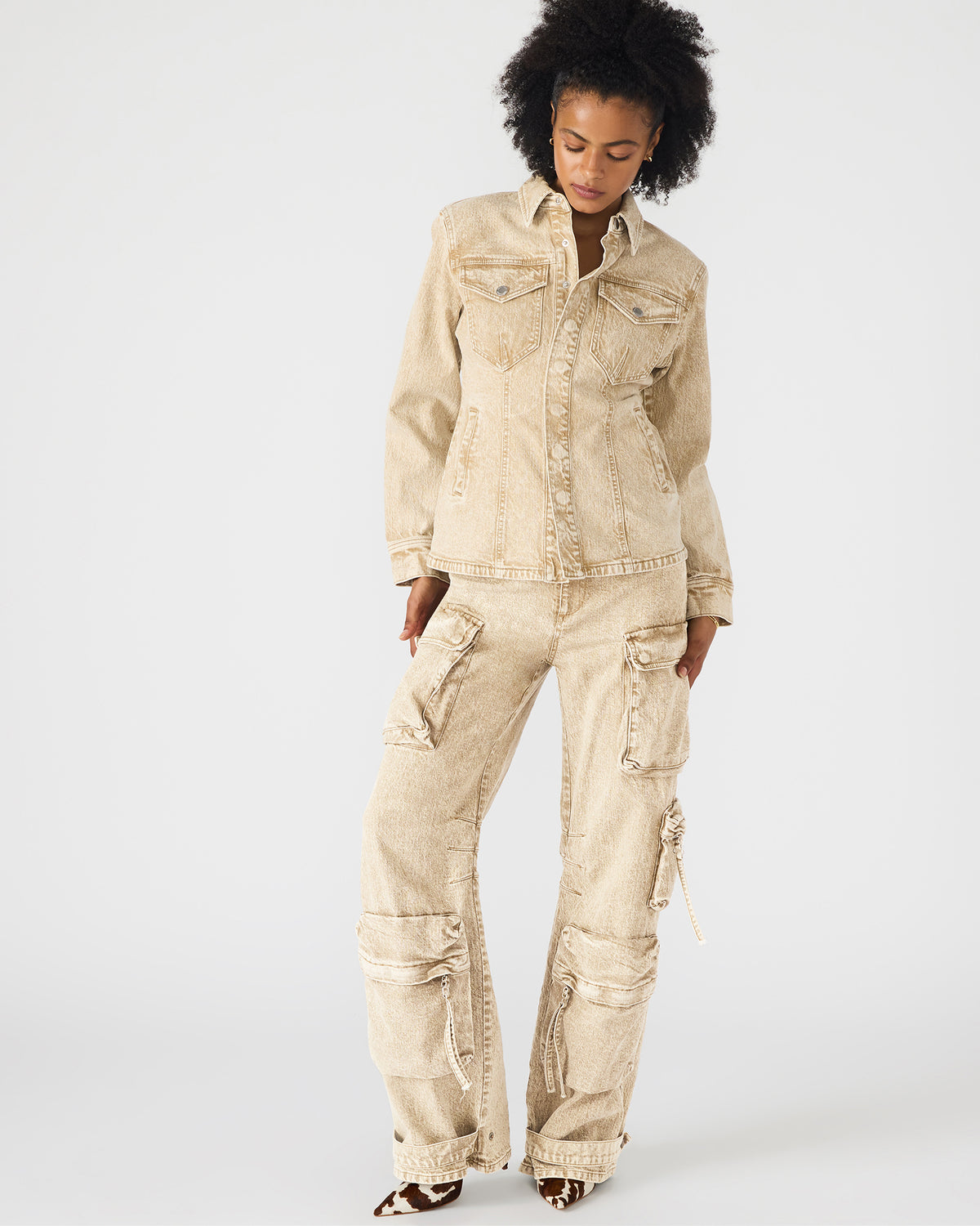 Steve Madden DUO Cafe Au Lait Women's Utility Cargo Pants