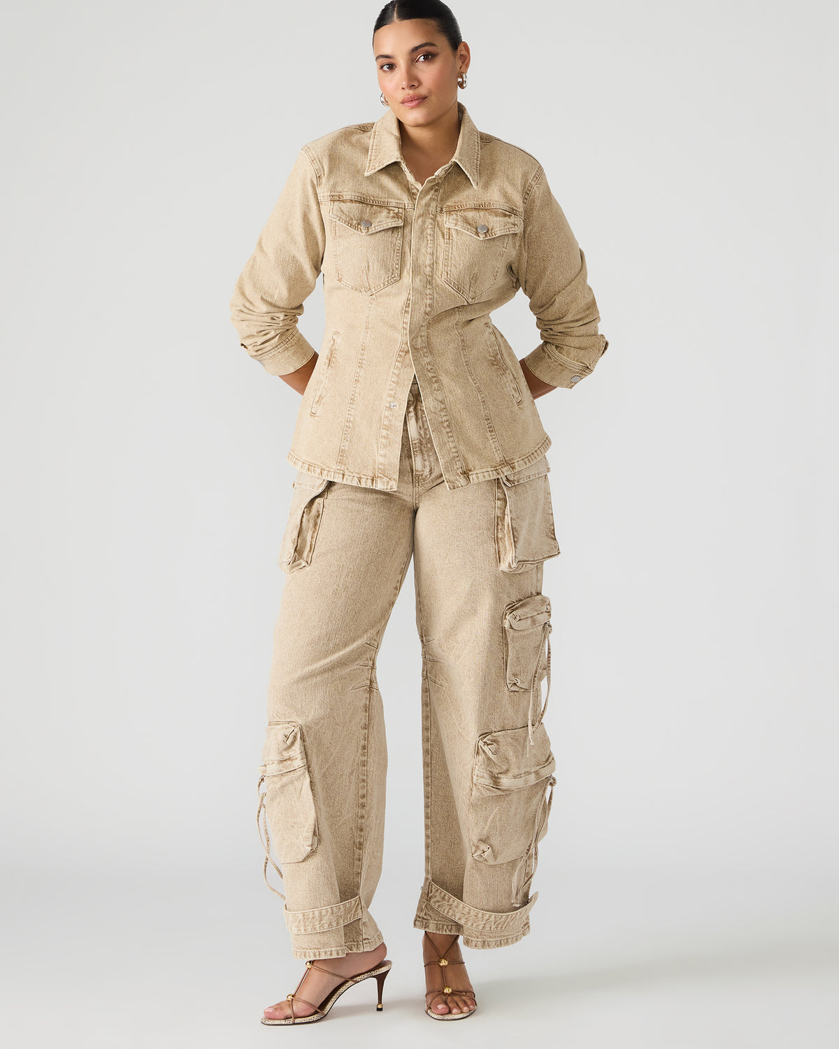 Steve Madden DUO Cafe Au Lait Women's Utility Cargo Pants