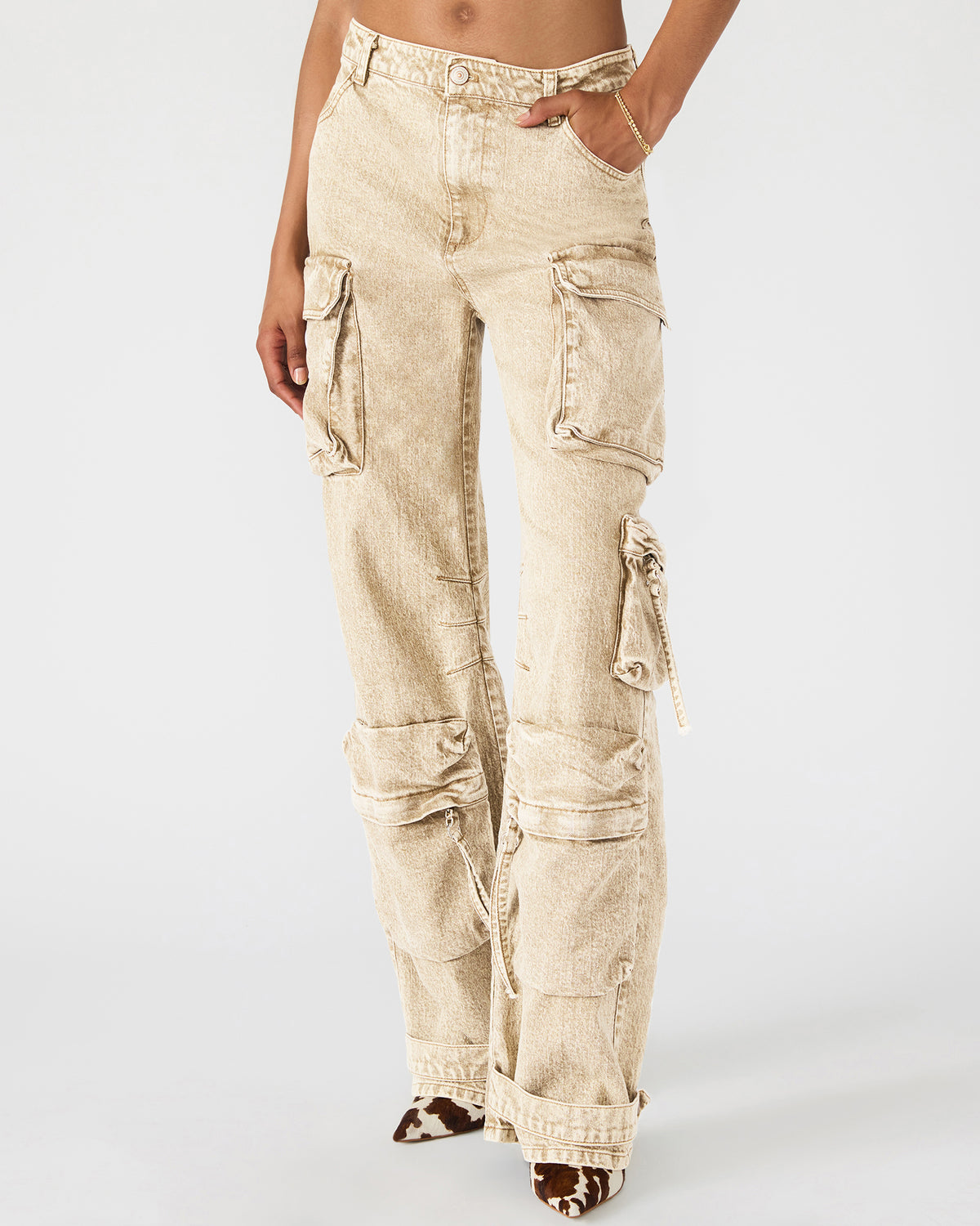 Steve Madden DUO Cafe Au Lait Women's Utility Cargo Pants