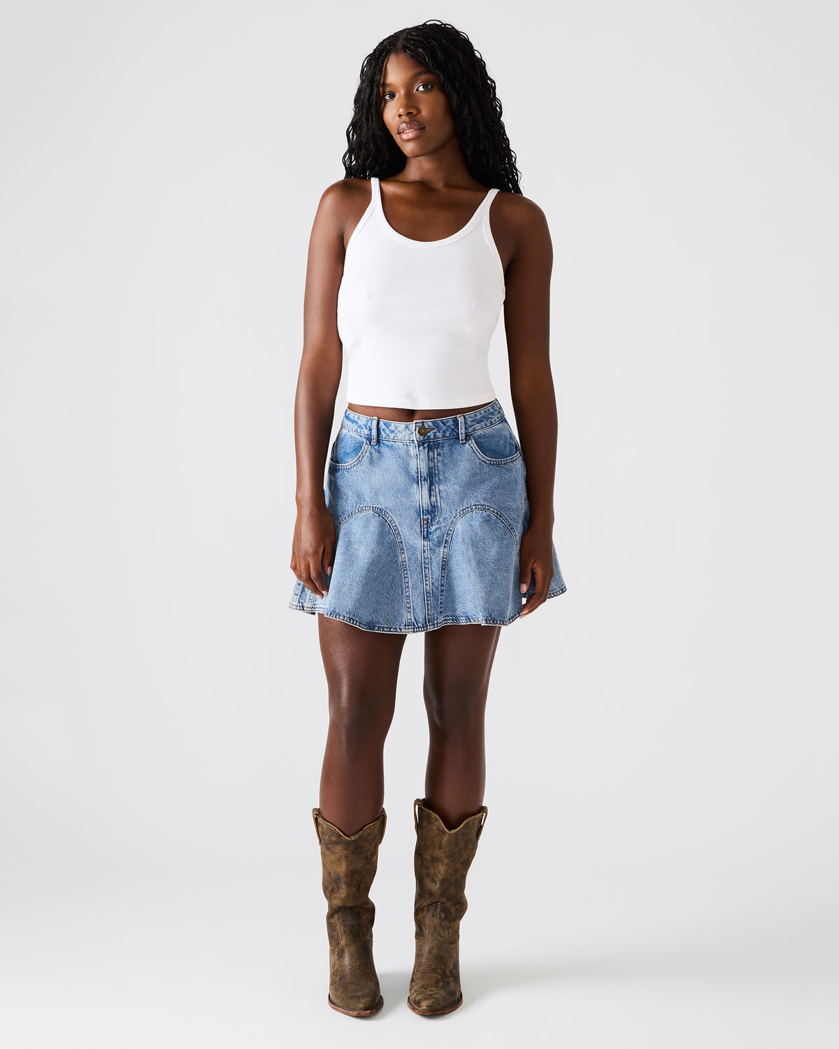 Steve Madden MELANY Forever Blue Denim Pleated Mini Women's Skirt