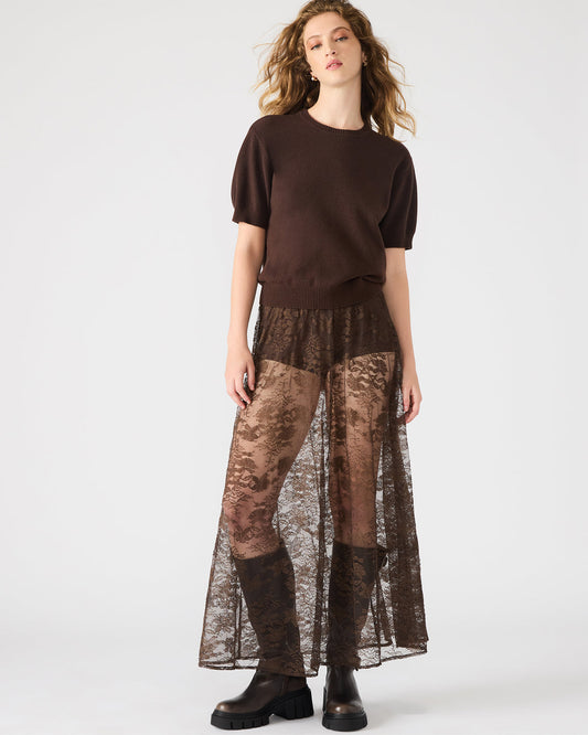 Steve Madden GISELA Dark Espresso Lace Mesh Maxi Women's Skirt