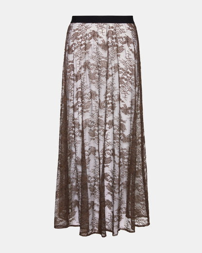 Steve Madden GISELA Dark Espresso Lace Mesh Maxi Women's Skirt