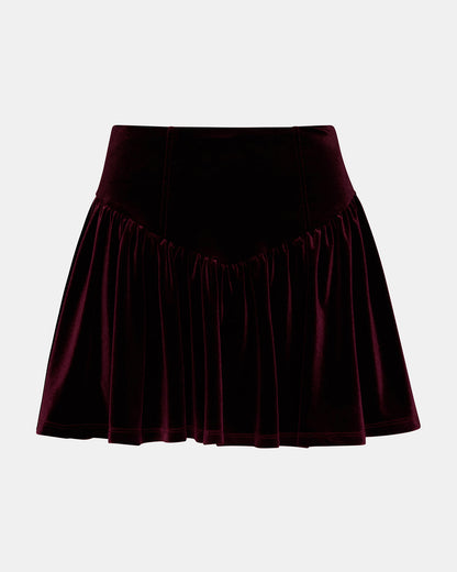 Steve Madden JAYLA Wine Flowy Velvet Women's Mini Skirt