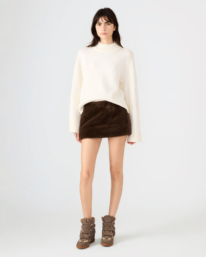 Steve Madden AVIVA Dark Espresso Faux Fur Mini Women's Skirt