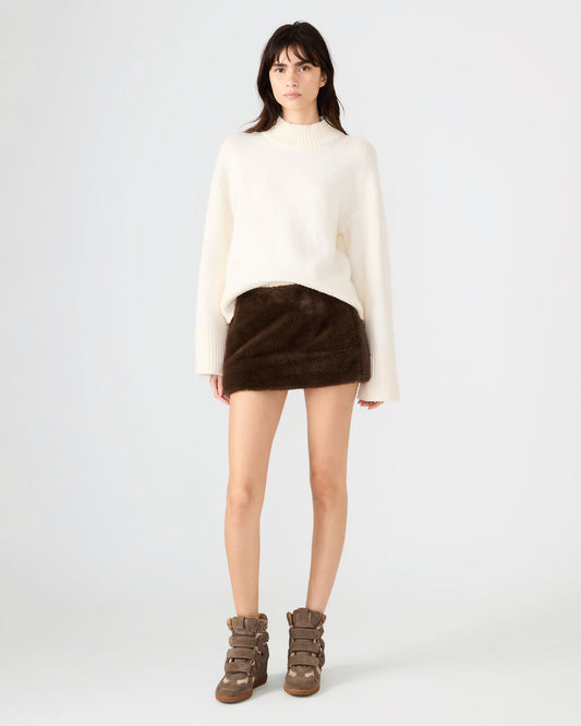 Steve Madden AVIVA Dark Espresso Faux Fur Mini Women's Skirt