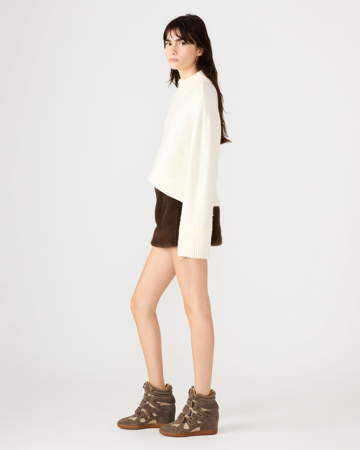 Steve Madden AVIVA Dark Espresso Faux Fur Mini Women's Skirt
