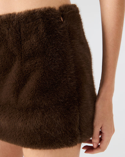 Steve Madden AVIVA Dark Espresso Faux Fur Mini Women's Skirt