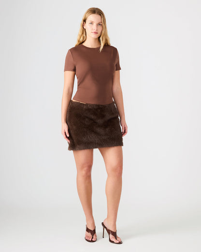 Steve Madden AVIVA Dark Espresso Faux Fur Mini Women's Skirt
