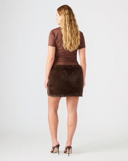 Steve Madden AVIVA Dark Espresso Faux Fur Mini Women's Skirt