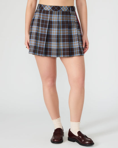 Steve Madden MARGO Brown Plaid Pleated Women's Mini Skirt