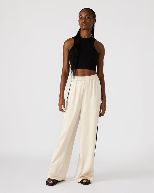 Steve Madden MOXIE Cream Pull-On Contrast Panel Straight Leg Women's Pant