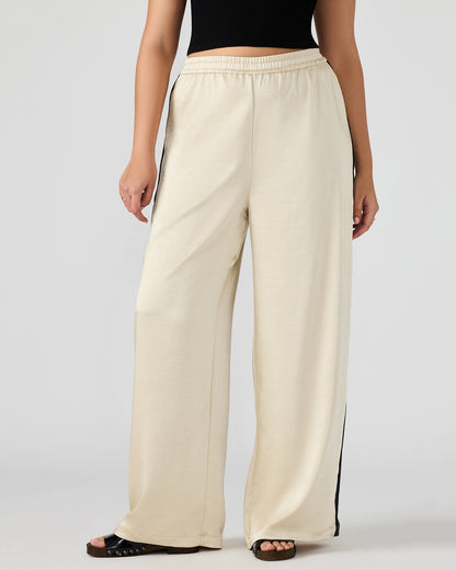 Steve Madden MOXIE Cream Pull-On Contrast Panel Straight Leg Women's Pant